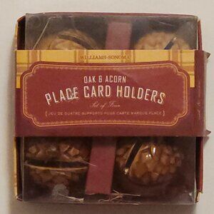 WILLIAMS SONOMA Oak and Acorn Place Card Holder BNIP Set of 4 Harvest